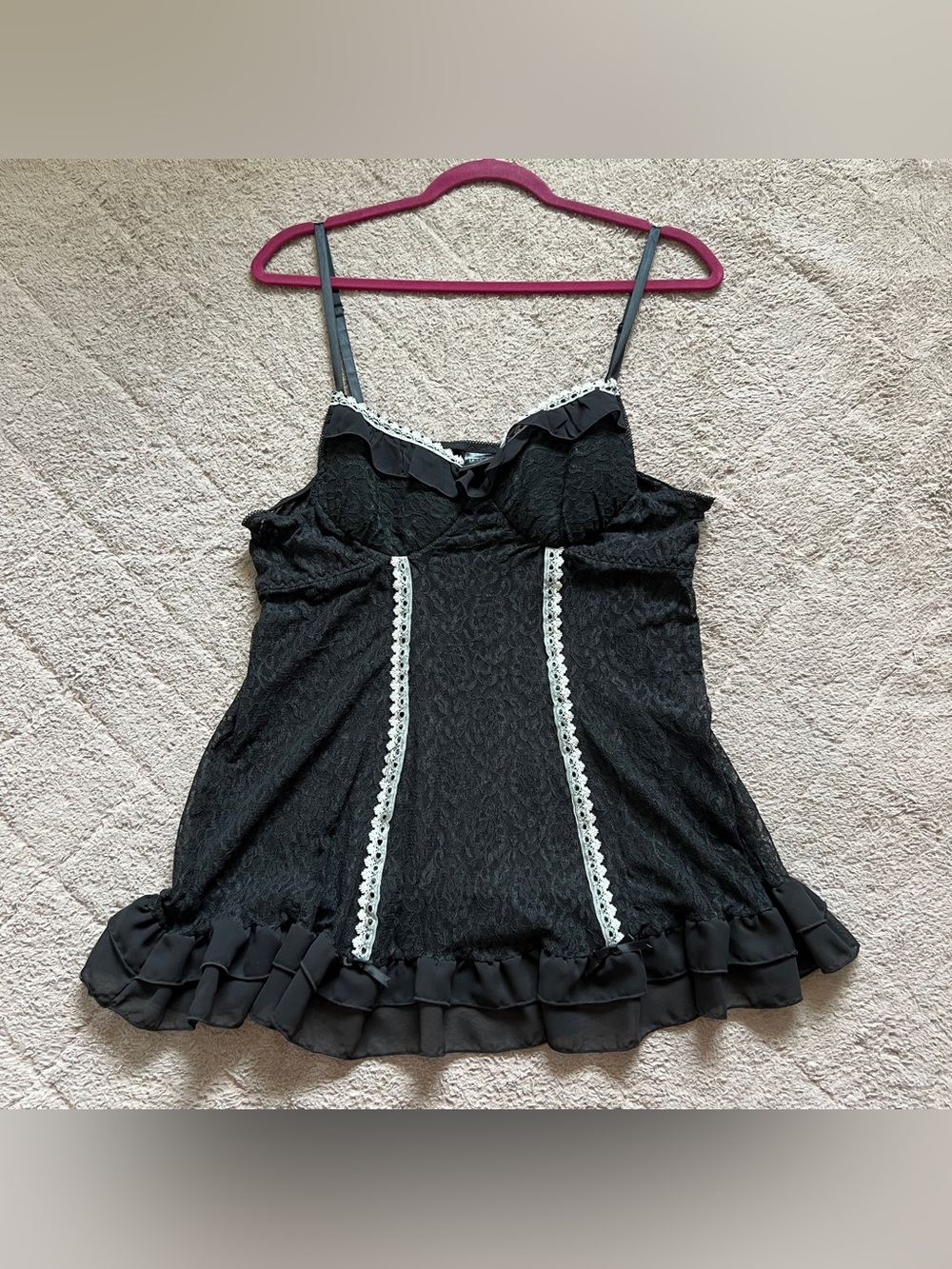 Vtg Movie Star Babydoll Slip Coquette Bows Whimsical Goth Lingerie Lace Sz 1X‎